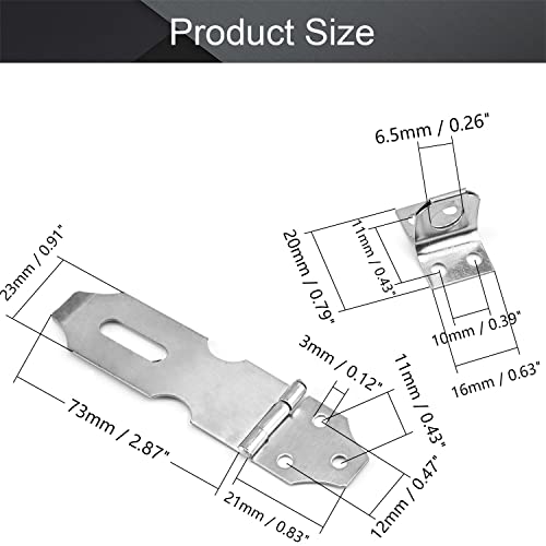 Image of MroMax Hasp Staple Padlock Latch,94mm Length,Stainless Steel Furniture Cupboard Door Stainless Steel Silver Tone 2pcs