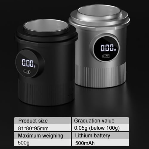 Taza dosificadora de café con báscula, acero inoxidable, báscula recargable para expreso, precisión de 0,05 g, peso máximo 500 g, para portafiltros de 58 mm
