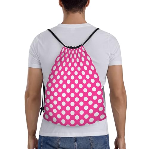 Red and White Polka Dots Drawstring Backpack Polka Dots Drawstring Backpack Bag for Women Men Gym,Shopping,Yoga2
