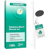 hansgrohe Raindance Alive Select S - Set doccetta per doccia con doccino a risparmio idrico (EcoSmart, 3 getti incl. PowderRain), tubo flessibile (1,60 m) e asta doccia (0,65m), bianco opaco, 24600700