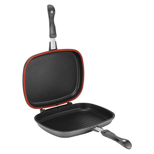 Acouto Portable Double Sided Grill Pan with Anti Burn Handle 32cm Aluminum Cooking Pot for Delicious and Nutritious Meals by Acouto - Image 4