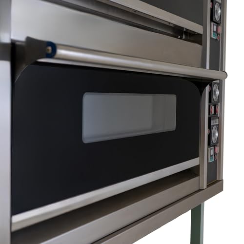 KuKoo Commercial Pizza Oven Electric Baking Grilling Large Twin Deck 12 x 10" Capacity Electric Single Three Phase Adjustable Temperature 400°C Audible Timer FREE Baking Trays & Fire Stone Bases - Image 5