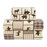 Flannel Sheets Full Size Rich Cotton -High GSM Flannel Bed Sheet Deep Pockets - Warm & Cozy Flannel Sheet Set for All Seasons (Lodge Check)