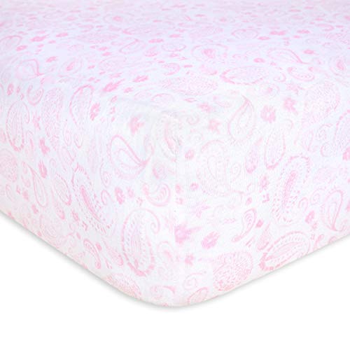 Image of Burt's Bees Baby - Fitted Crib Sheet, Girls & Unisex 100% Organic Cotton Crib Sheet for Standard Crib and Toddler Mattresses (Pink Paisley)