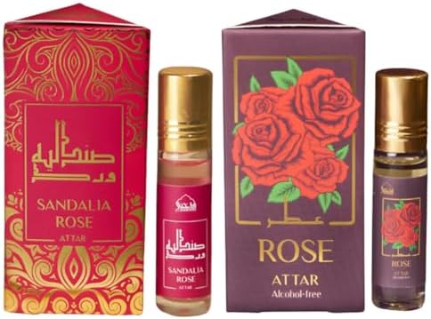 Sandalia & Sandalia Rose Attar Oil by Dukhni | 2x6ml Roll on | Islamic Gift