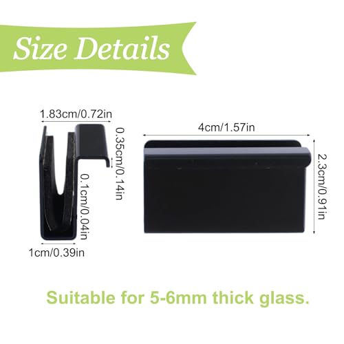 Image of Glass Door Handle, 4Pcs Cabinet Finger Pull Handle Glass Edge Clampe Pull Concealed Handles for Drawer,Cupboard,Furniture (Gun Black)