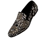 Amali Fabian, Men's Slippers - Mens Loafers - Slip On Shoes -Sequin Shoes, Embroidered Smoking Slipp