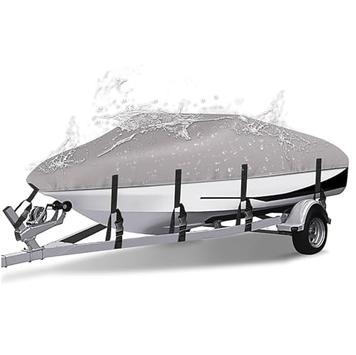 Boat Cover for Tracker PRO 170 2015-2019 2020 2021 2022 2023 2024 2025 2026, Water Resistant Marine Grade Heavy Duty Trailerable Canvas, Speedboat/Fishing Outdoor Storage Cover,Black