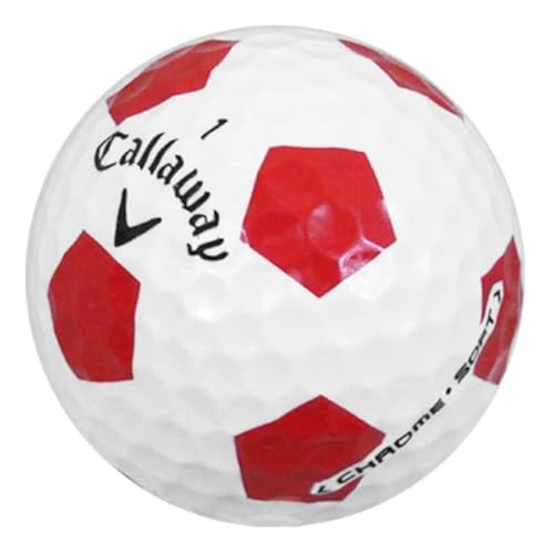 LostGolfBalls.com 12 Recycled & Used Callaway Chrome Soft Truvis Red Golf Balls, Good Condition, AAA Quality