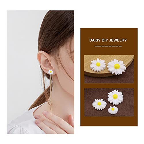 Be In Your Mind 50PCS Flatback Resin Daisy Flowers Artificial Daisy Charms Ornament Home Decoration Craft Embellishments for Mirrors Hairpins Hair Accessories White - Image 3