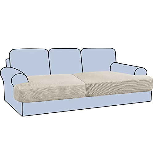 H.VERSAILTEX Stretch 2 Piece T Cushion Sofa Slipcovers Individually Sofa Cushion Covers for 2 Cushion Couch Sofa Seat Cushion Covers with Elastic Bands Featuring Thicker Jacquard Fabric, Isl
