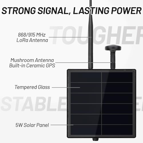 KEEPTEEN D5L Meshcore Solar LoRa Kits,Mesh Tracker Node Repeater,5W Solar Panel Bult in Heltec ESP32 V4 Lora Modules Board with Mushroom GPS/915MHz Antenna WiFi Bluetooth 5200mAh Battery