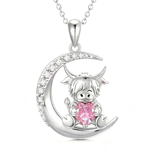 Image of PROESS Animal Birthstone Necklace 925 Sterling Silver Otter /Axolotl /Hippo /Elephant /Dachshund /Monkey /Red Panda Pendant Necklace Animal Birthstone Jewelry Gifts for Women