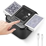 Zofory Automatischer Kartenmischer Geräuscharmer und Wiederaufladbarer Kartenmischer für 2 Kartensätze Mischmaschine 2000mAh, für UNO, Poker, Texas Hold'em Schwarz