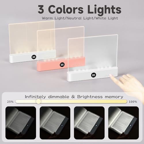 Image of AVEKI Book Light, 3 Colors Flat LED Reading Lights for Books in Bed with Memory Function, Dimming Timer Book Lamp, Rechargeable Bedside Lamps Book Lovers Gifts for Boys and Girls Women Man (Black)