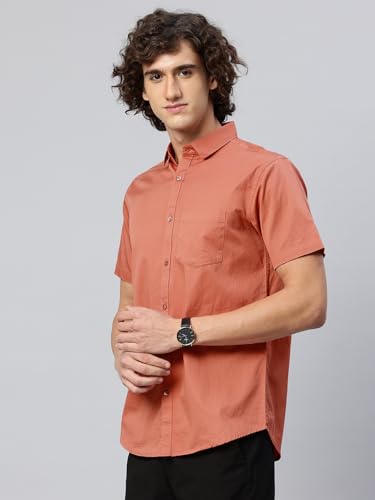 Image of Majestic Man Slim Fit Pure Cotton Half Sleeve Solid Casual Shirt