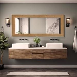 HOMECOOKIN Full Length Mirror 30"x70" Large Rustic Wood Frame Full Floor Mirror Bathroom Mirror Dressing Mirror Hanging or Leaning Against Wall (No Standing, Natural) HOMECOOKIN Full Length Mirror 30×70 Large Rustic Wood Frame Full Floor Mirror Bathroom Mirror Dressing Mirror Hanging or Leaning Against Wall No Standing Natural