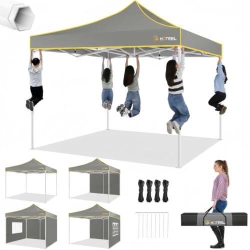 Image of Hoteel 10x10 Heavy Duty Pop Up Canopy Tent with 4 Sidewalls, Grey
