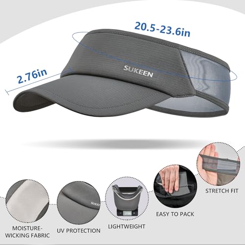Image of Sukeen Sports Sun Visor Men Women Lightweight Portable Cooling Stretchy Visor Hat for Running, Golf, Daily Wear