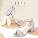 IDIFU Women's Cookie-LO Low Block Heels Chunky Sandals Ankle Strap Wedding Dress Pump Shoes(Silver Glitter, 9)