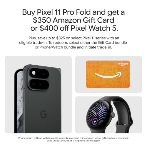 Image of Google Pixel 11 Pro Fold - Obsidian 512 GB & Pixel Watch 5 Obsidian 41mm WiFi