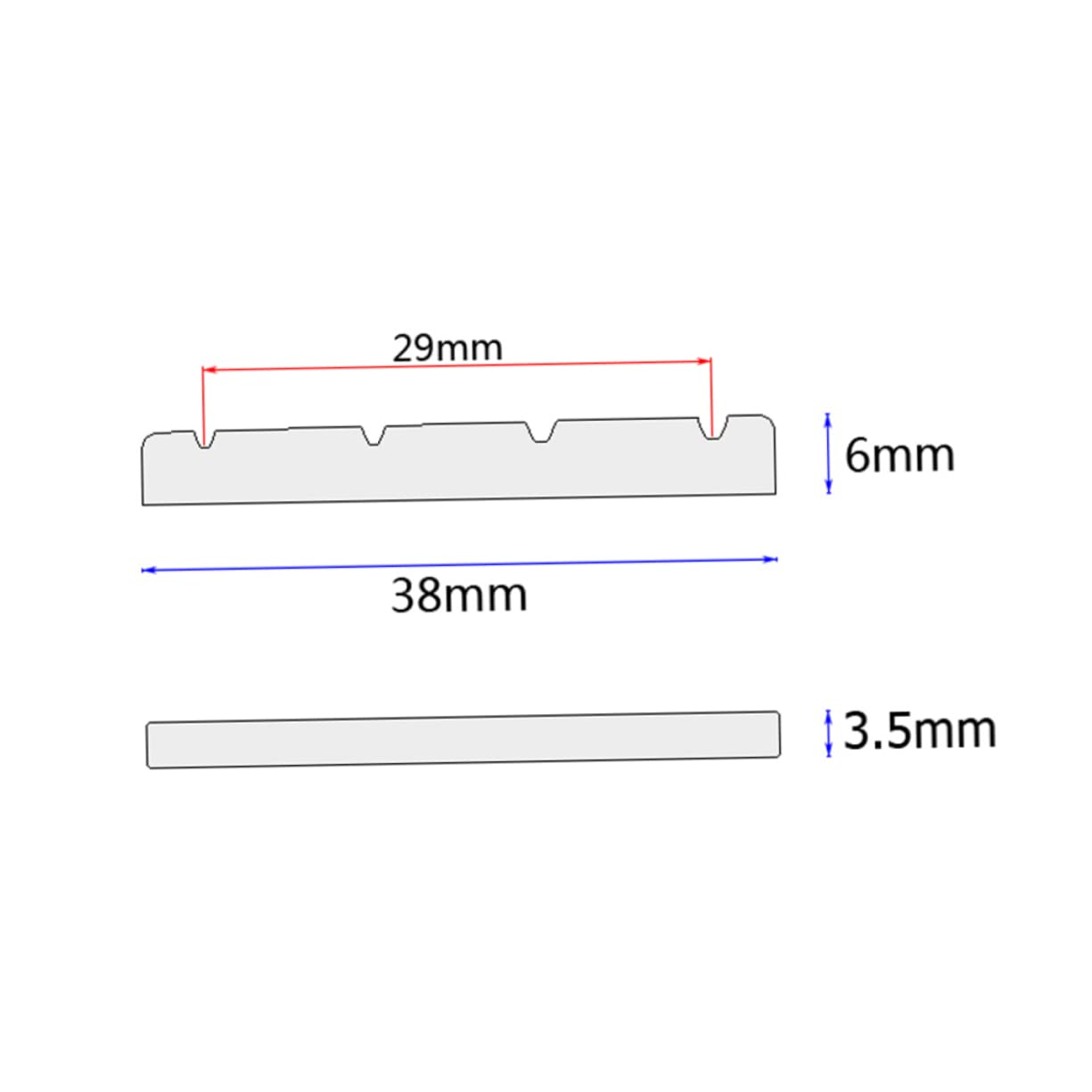 HANABASS String Bass Guitar Bone Nut Slotted Oxen Bone Replacement Part for Improved Tone and Performance Suitable for Guitar and Bass Instruments