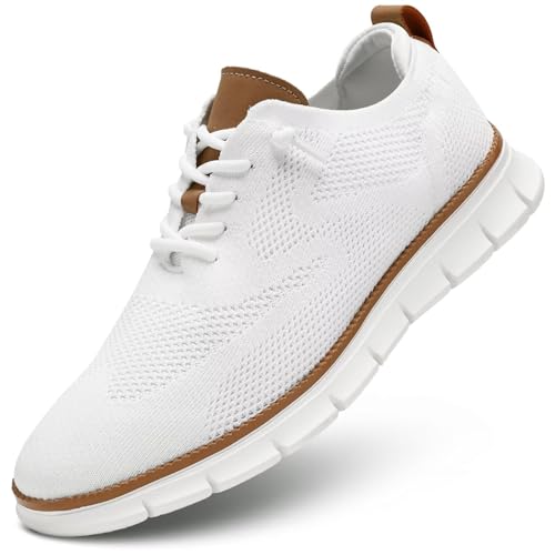Men's Walking Tennis Casual Shoes Fashion Dress Sneakers Mesh Business Oxfords Work Lightweight Soft Sole Zapatos White