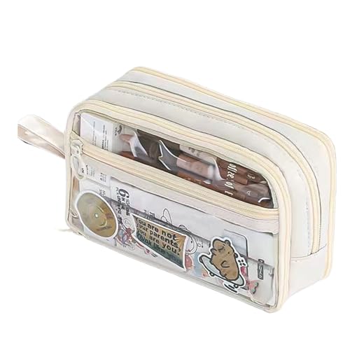 Estuche de lápiz portátil, gran capacidad, transparente, bolsa de lápices, accesorios escolares, accesorios para adolescentes, tejido blando, almacenamiento y pens y lápices