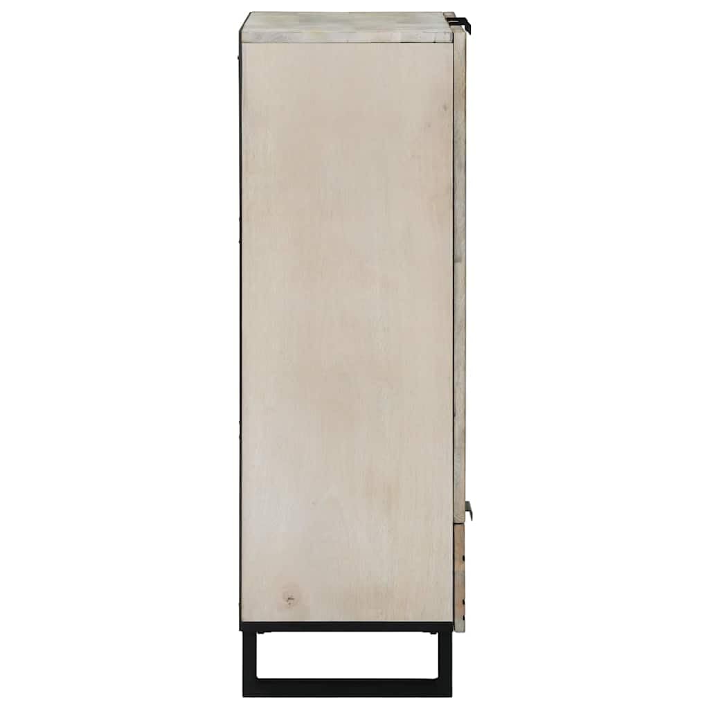 Générique Credenza Legno Mango Massiccio Bianco E Nero | Vasellame spazioso da parete per salotto o sala da pranzo