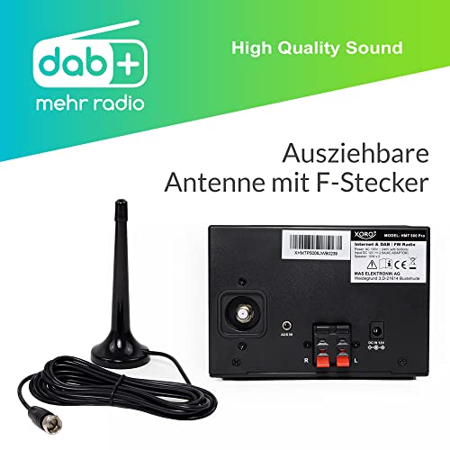 XORO HMT 500 PRO - Mikro Stereoanlage (Internet-/DAB+/UKW-Radio, CD Player, Bluetooth, USB Mediaplayer, 2.4" Farbdisplay, Fernbedienung, 2 x 10W Lautsprecher – Bild 6