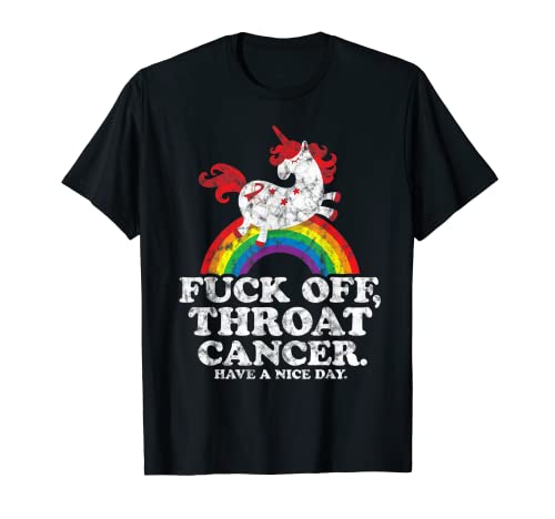 Fuck Off Throat Cancer Have a Nice Day. Una citazione divertente e ispiratrice e una grande idea regalo per i malati di cancro. Perfetto per il mese di consapevolezza. Grafica in stile vintage per un look retrò usurato.