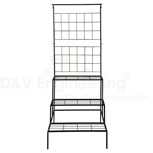 Image of D&V Engineering 3-Tier Metal Hanging Plant Stand, Heavy Duty Plant Shelf for Indoor /Outdoor, Flower Pot Organizer Rack, Perfect for Patio, Garden, Balcony, Living Room, Multiple Plants Storage