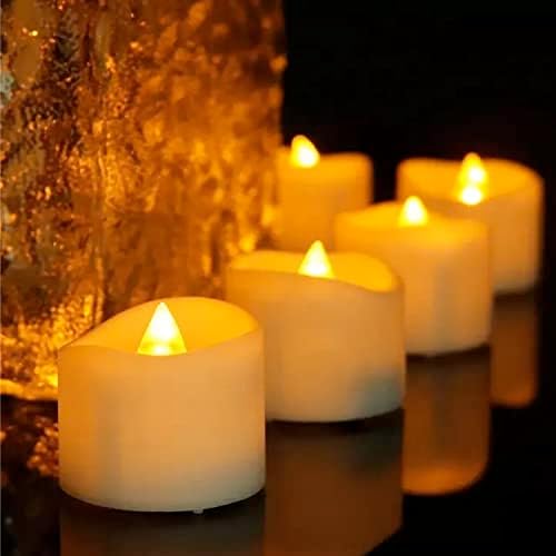SC Products 12 Pcs Bright LED Flameless Tea Lights Candles Battery Operated Realistic Votive Candles | Long Lasting Electric Tealights in Warm White and Wave Open for Halloween, Christmas