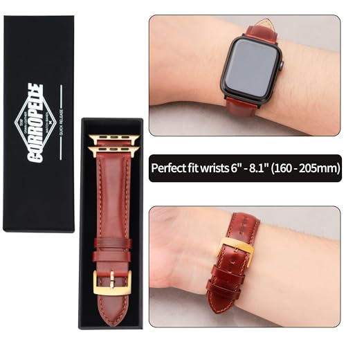 CORROPELLE Leather Watch Straps Compatible with Apple Watch 49mm 46mm 45mm 44mm 42mm 41mm 40mm 38mm, Top Grain Leather Replacement Straps for iWatch Series 11 10 9 8 7 6 5 4 3 2 1 SE3/2/1 Ultra3/2/1