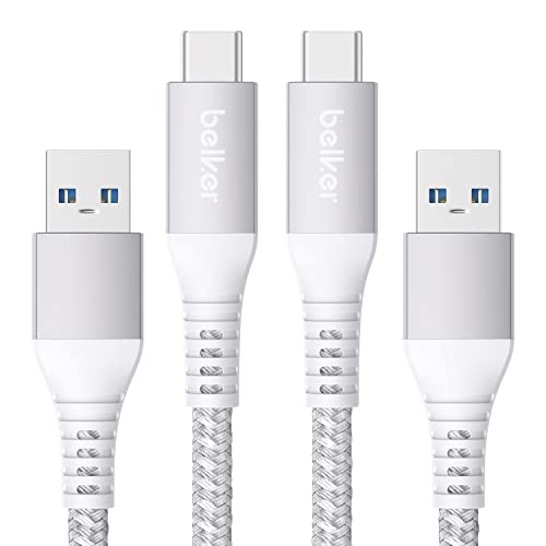 Belker 2 pièces câble de charge rapide USB C 10Gbit/s données USB A câble de voiture Android QC3.0 3A câble de transfert de données pour Samsung S21 Note20 Galaxy Z Flip3 Pixel6 1M/3.3ft Argent