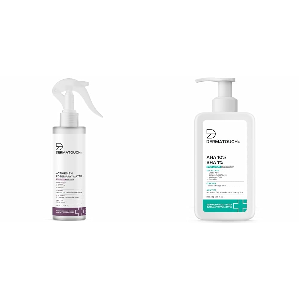 DERMATOUCH Rosemary hair Spray for Hair Growth 100ml & AHA 10% BHA 1% Body Lotion For Men and Women 200ml-image-33
