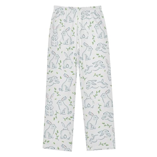 Boys' Pants Easter Pattern Bunny Floral Long Bottoms Jogger Pants Elastic Waist Trousers with Pockets S-XL
