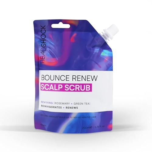 Headshock Bounce Renew Reviving Scalp Scrub | Rosemary + Green Tea | Resealable Pouch | 200ml