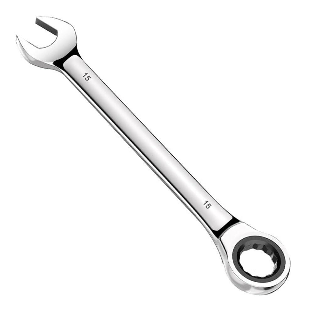 JIARIENBAO 15mm Ratchet Spanner Fixed Head Ratchet Spanner Ratcheting Combination Wrench 15mm Gear Wrench for Car Bicycle Repair at Home Workshop
