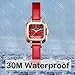 deselon Women Watch for Ladies Female Square Small Slim Light Leather Band Waterproof Fashion Casual Simple Young Girls Gifts Red Wrist Watches