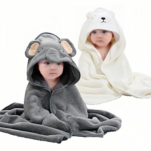 Image of SEVDO 2Pcs Baby Hooded Towel,31 * 31 in Toddler Bath Towels for Newborn Babies,Toallas de Baño para Bebe,Organic Infant Kids Boy Essentials 1-3