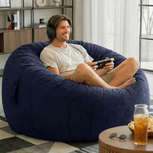 El Mejor Listado de Sillon Tipo Puff - los preferidos. 44 Codi - Puf con relleno incluido, 122 cm, cómodos pufs grandes para adultos, espuma de alta calidad añadida, lavable a máquina y suave cubierta de visón, azul, 122 cm