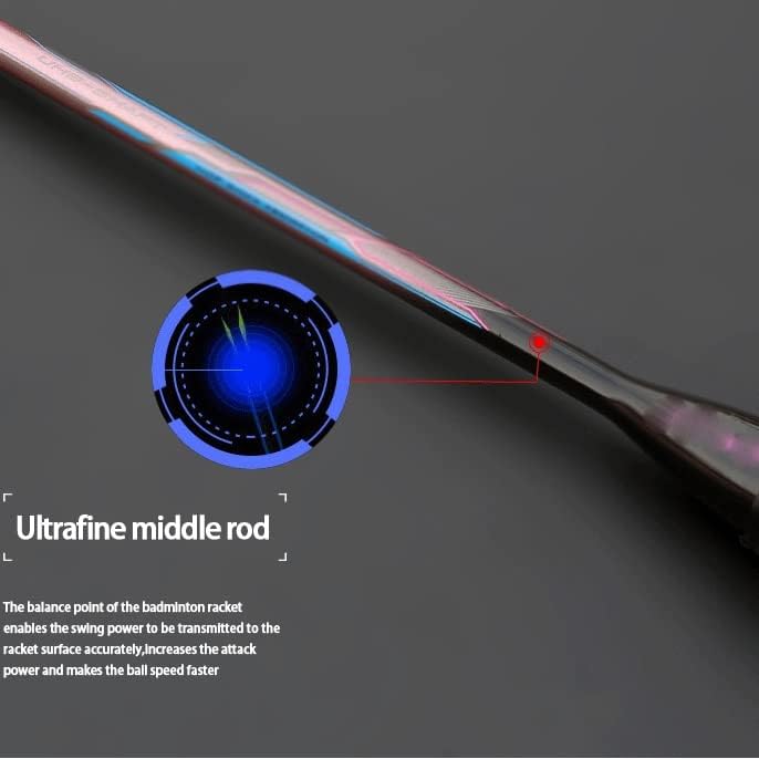 Miniatura 4 de LIUJUN - Raqueta profesional de bádminton de fibra de carbono de 65 G, súper ligera, multicolor, 22-35 libras, pádel de fuerza deportiva