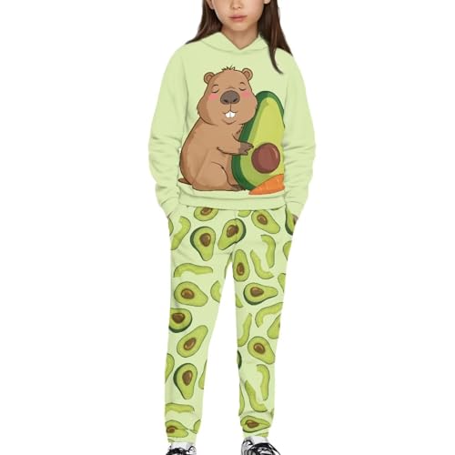 Xpyiqun Tracksuits for Girls Graphic Hoodies and Joggers Sweatpants Kids Two Piece Clothing Set Size 5-12Y