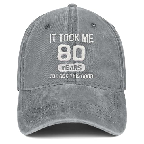 Image of 80th Birthday Gifts 80 Year Old Gifts Ideas for Men Women It Took Me 80 Years to Look This Good Hat Washed Cotton Hat