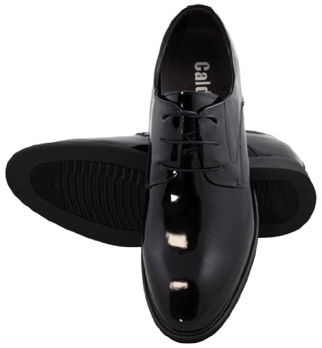 Image of Calden Men's Invisible Height Increasing Elevator Shoes - Black Patent Leather Lace-up Formal Tuxedo Oxfords - 3 Inches Taller - K911929 - Size 7 D(M) US