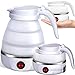 Produktbild Retoo Wasserkocher Faltbarer 0,6 Liter Silikon Camping Reisewasserkocher Edelstahlboden Wasserkanister Tragbarer 750 W Teekocher für Outdoor Wan-dern Survival Weiß
