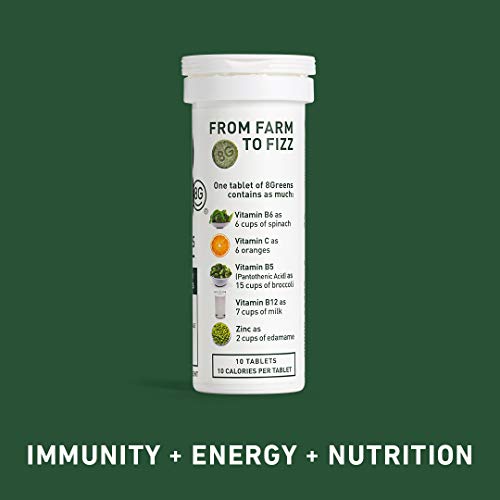 8Greens Immunity and Energy Effervescent Tablets - Packed with 8 Powerful Super Greens (1 Tube / 10 Tablets)