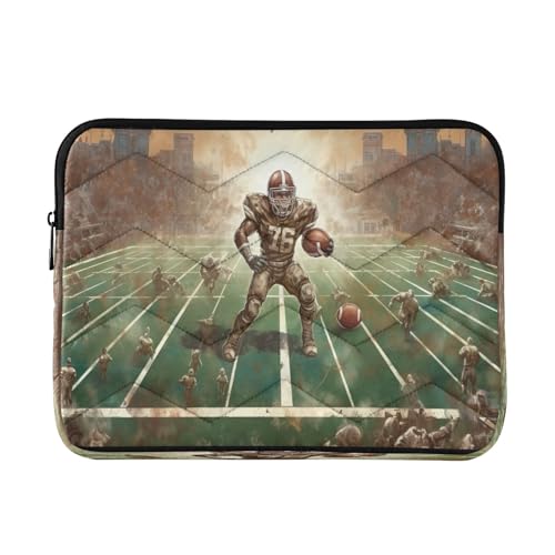 Funda para portátil de 13-14 pulgadas con diseño de campo de fútbol retro miniatura 1