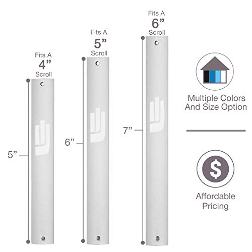 A&S Mezuzot Aluminum Mezuzah Case With Exclusive Modern Shin Design Easy Peel And Stick Judaica Door Mezuza For Parchment Scroll (Silver, 5 Inches) #TOP4
